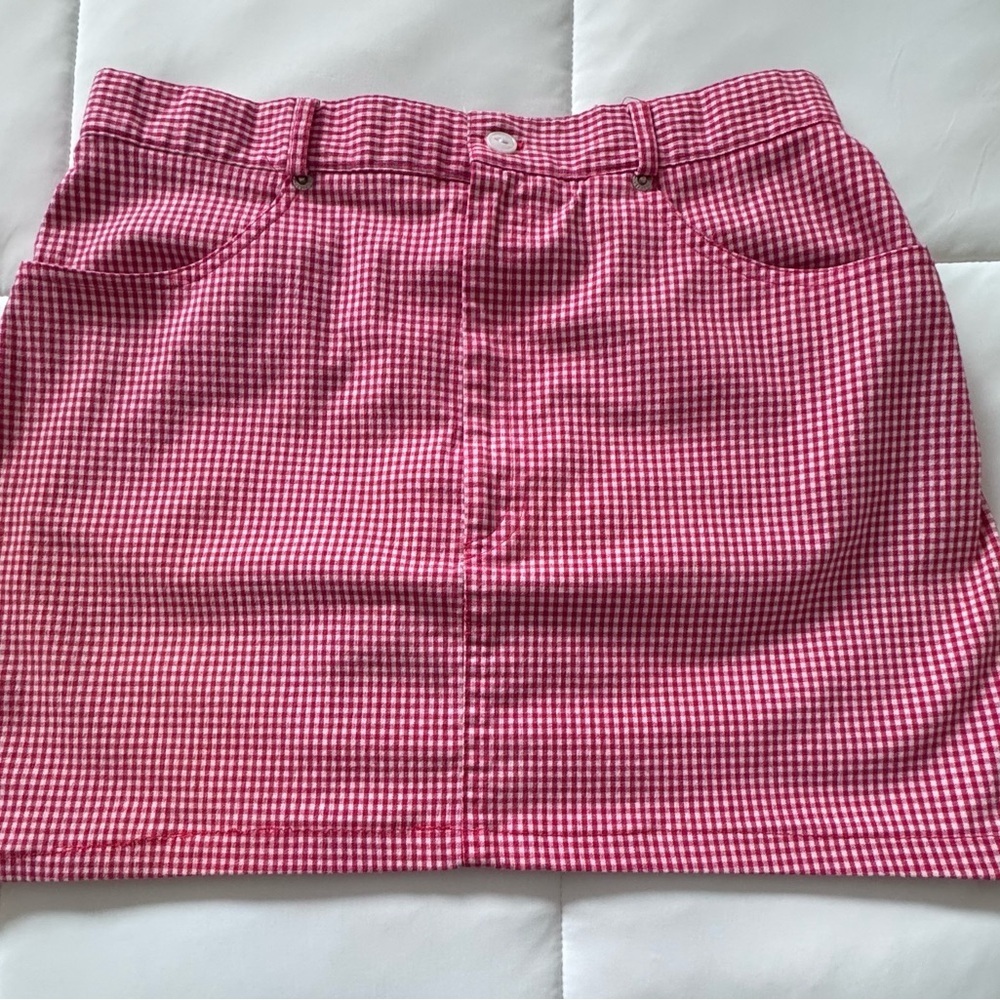 Vtg 90s Express Red/white Checkered Mini Skirt